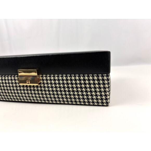 4 Slot Watch Box With Lock Watch Storage Box Houndstooth Pattern - Picture 8 of 16